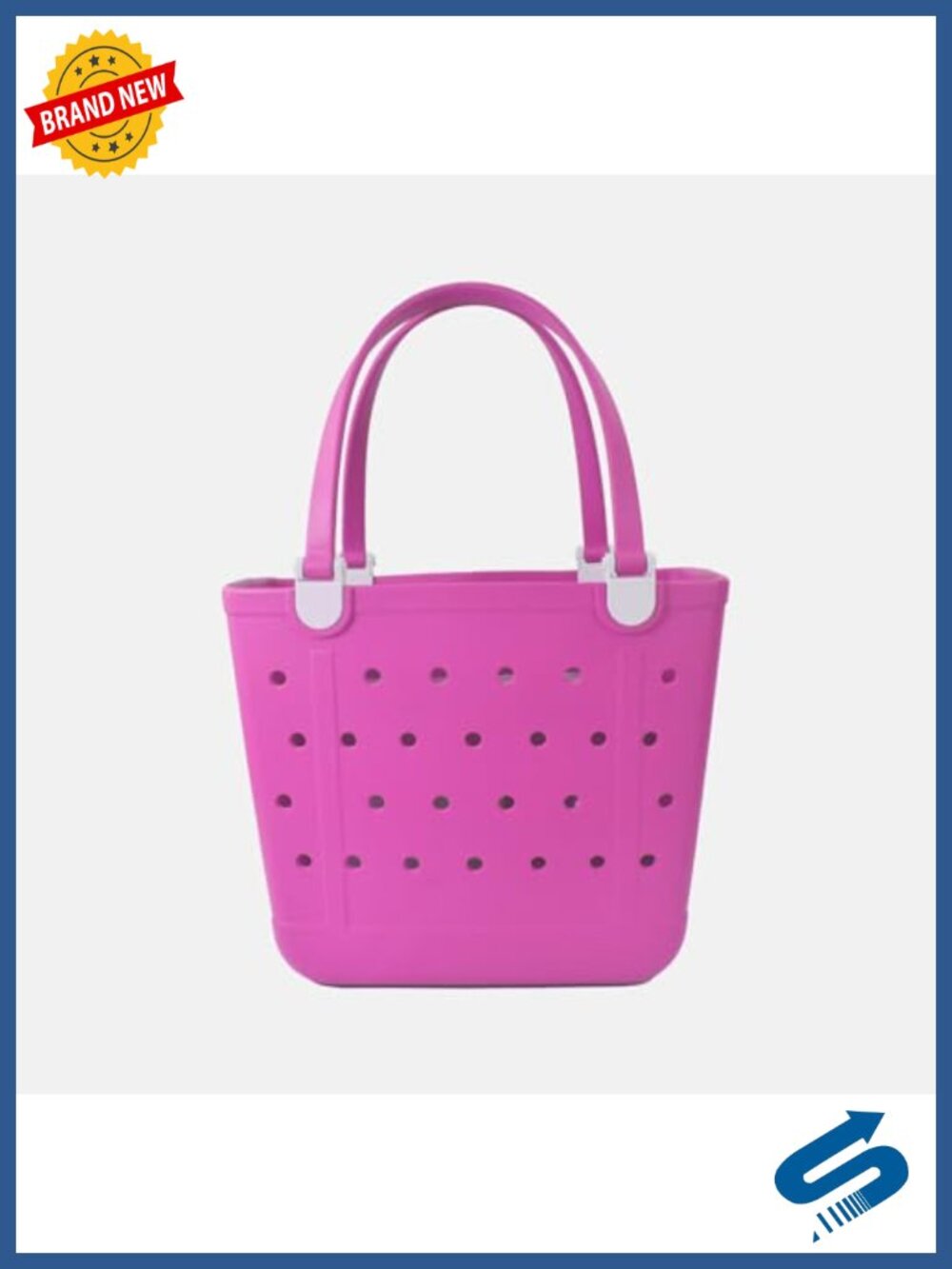 Waterproof EVA Rubber Beach Tote Bag with Zipper, Washable Durable Women's